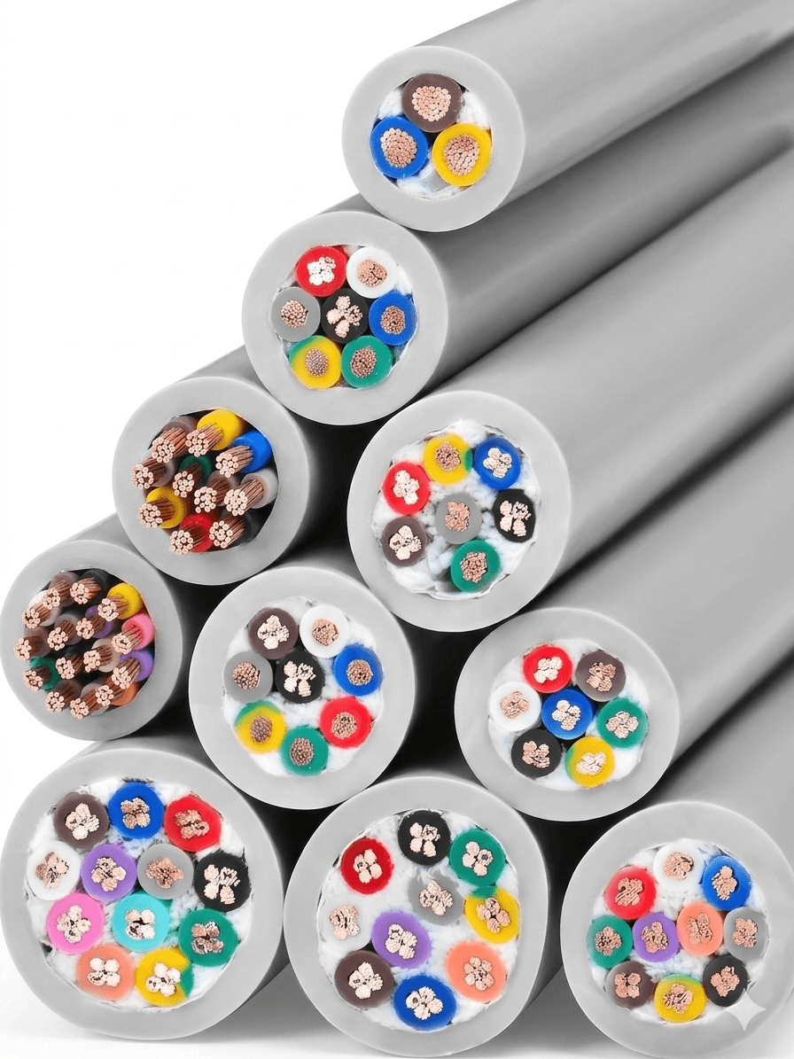 Различные сечения кабелей TRVV и TRVVP — от 0.15 до 2.5 мм²